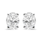 14K White Gold 3/4 Cttw Oval Shape Lab Grown Diamond Solitaire Stud Earrings (F-G Color, VS1-VS2 Clarity)