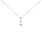 10K White Gold 1/5 Cttw Princess Cut Diamond 3 Stone Drop 18" Pendant Necklace (H-I Color, SI2-I1 Clarity)