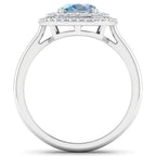 1.72 Carat Genuine Aquamarine and White Diamond 14K White Gold Ring