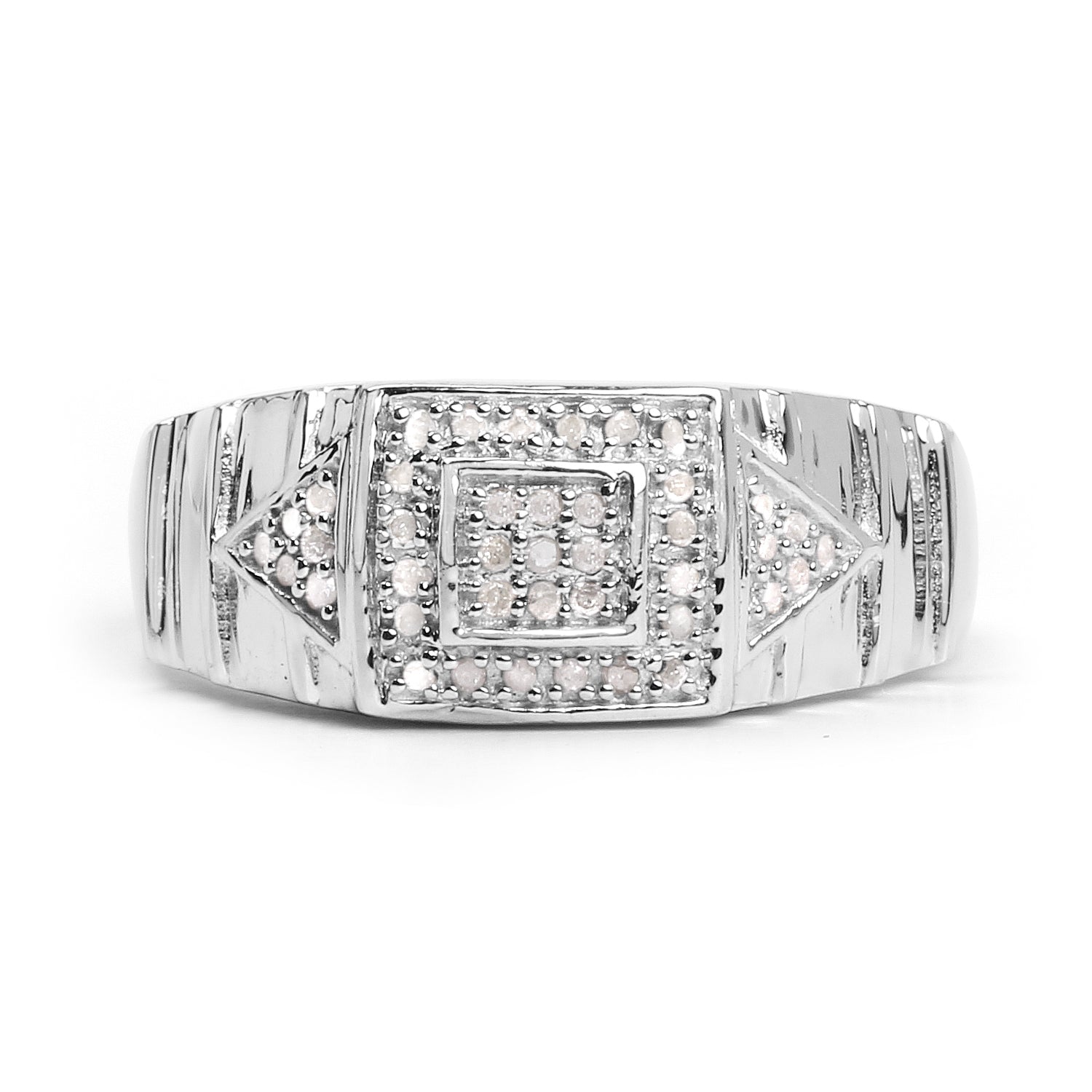 14K White Gold Plated 0.21 Carat Genuine White Diamond .925 Sterling Silver Ring