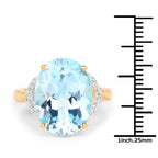 14K Yellow Gold Plated 11.32 Carat Genuine Blue Topaz and White Topaz .925 Sterling Silver Ring