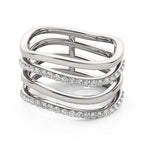 14k White Gold Multiple Band Design Ring with Diamonds (3/8 cttw)