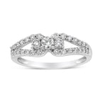 10K White Gold 1/2 Cttw Round Cut Diamond Three Stone Split Shank Band Ring (H-I Color, SI1-SI2 Clarity) - Size 6