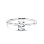 14K White Gold 1/2 Carat Total Weight Oval Lab Grown Diamond 4 Prong Solitaire Engagement Ring (F-G Color, VS2-SI1 Clarity) - Size 7