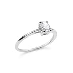 14K White Gold 1/2 Carat Total Weight Oval Lab Grown Diamond 4 Prong Solitaire Engagement Ring (F-G Color, VS2-SI1 Clarity) - Size 7
