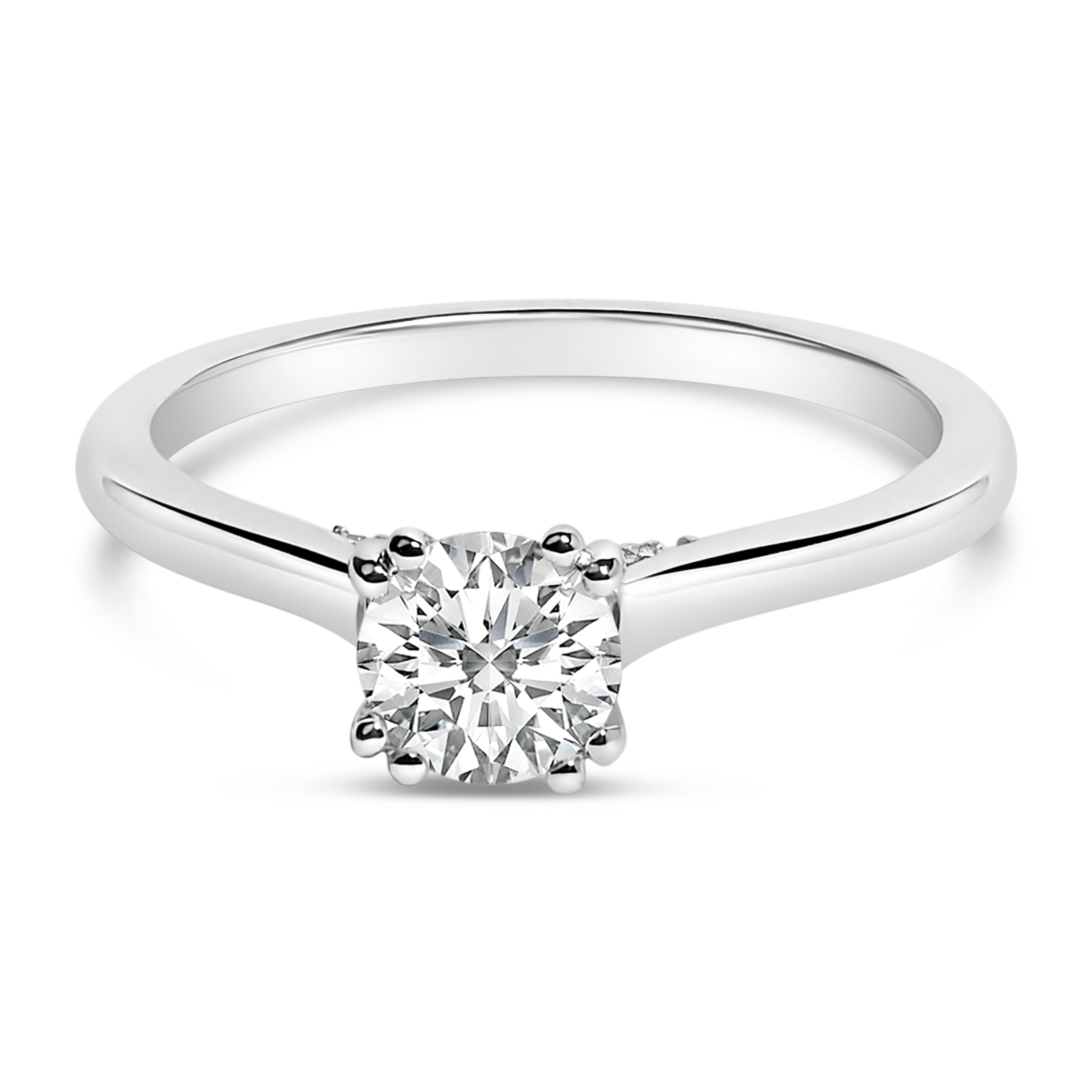 14K White Gold 7/8 Cttw Lab Grown Diamond Solitaire Cathedral Style Engagement Ring (F-G Color, VS1-VS2 Clarity) - Size 5