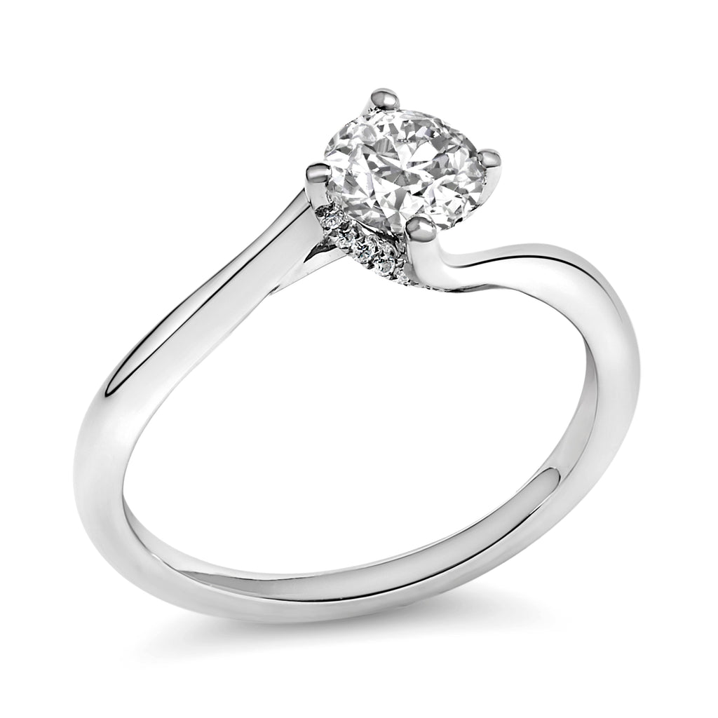 14K White Gold 4/5 Cttw Round Lab Grown Diamond Bypass Solitaire Engagement Ring (F-G Color, VS1-VS2 Clarity) - Ring Size 5