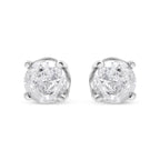 14K White Gold 3/4 Cttw Lab Grown Diamond 4-Prong Classic Stud Earrings (F-G Color, VS2-SI1 Clarity)