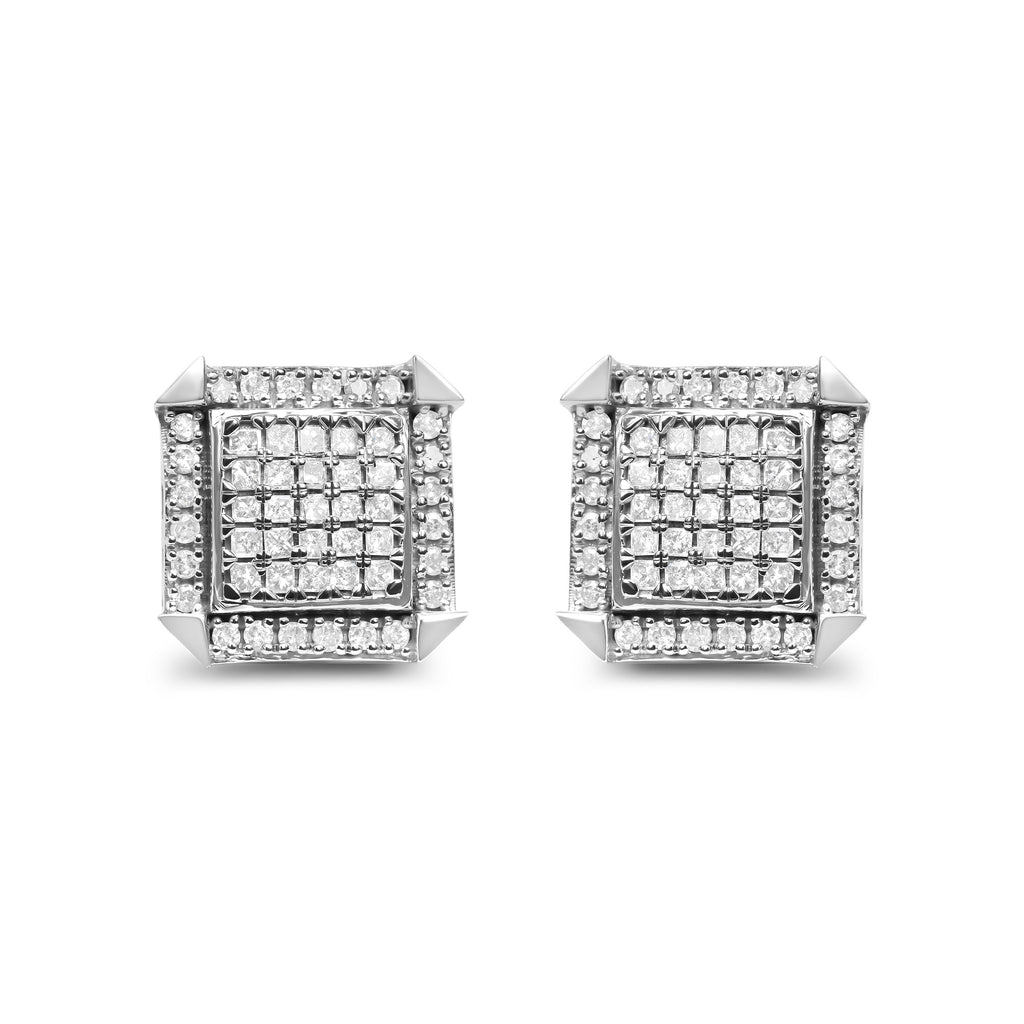 10K White Gold 1.0 Cttw Diamond Composite with Halo Stud Earrings (H-I Color, I1-I2 Clarity)
