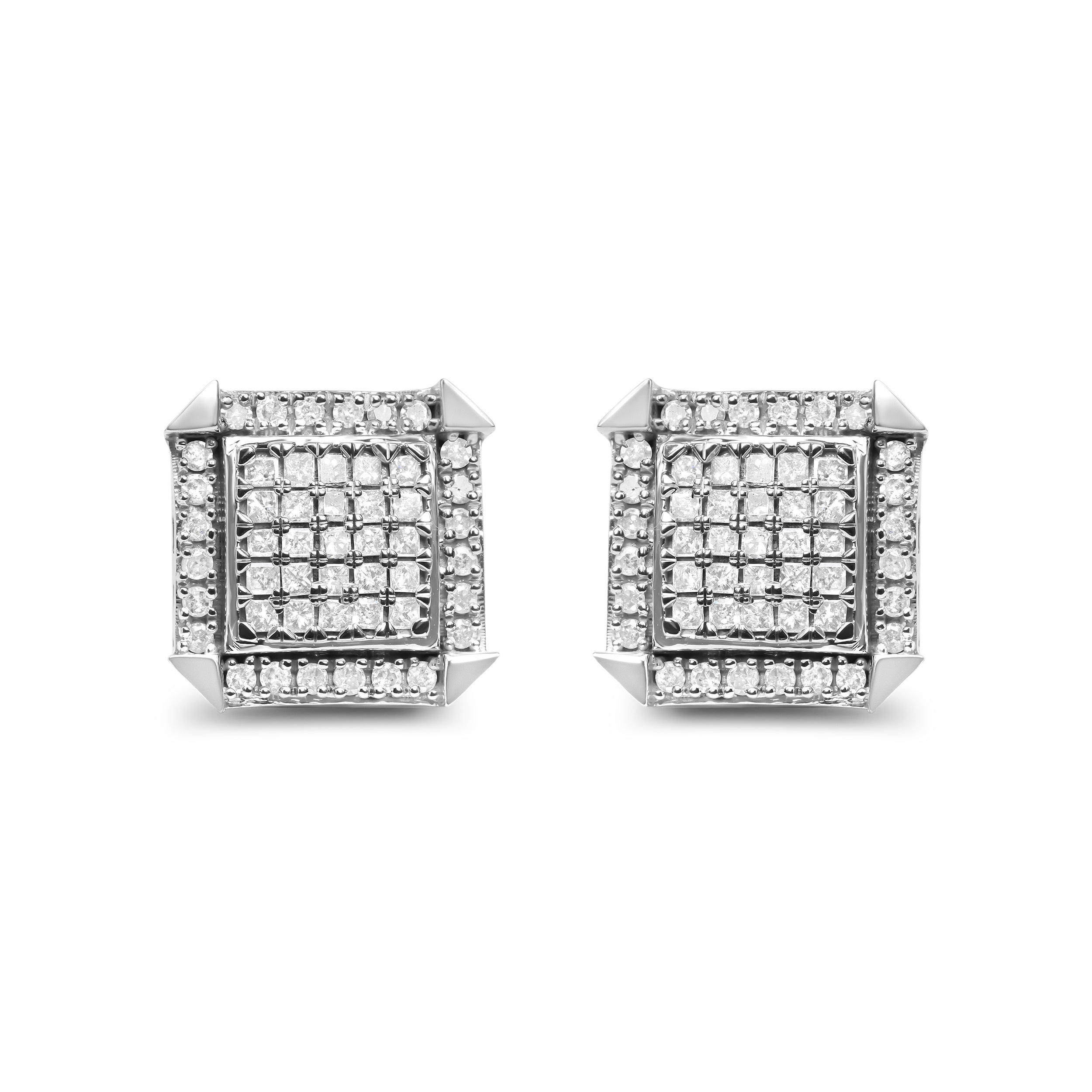 10K White Gold 1.0 Cttw Diamond Composite with Halo Stud Earrings (H-I Color, I1-I2 Clarity)