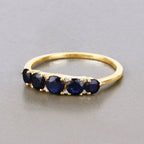 1.05 Carat Genuine Blue Sapphire and White Diamond 14K Yellow Gold Ring