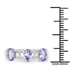 1.40 Carat Genuine Tanzanite and White Topaz .925 Sterling Silver Ring
