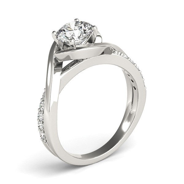 14k White Gold Split Shank Round Bypass Diamond Engagement Ring (1 1/8 cttw)