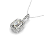 Halo Pendant With Emerald Center Diamond in 14k White Gold (1 1/5 cttw)