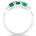 1.14 Carat Genuine Zambian Emerald and White Diamond 14K White Gold Ring