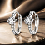 925 Sterling Silver Earrings with Pavé Setting CZ, Platinum Plated, 1.3x0.4cm, for Women