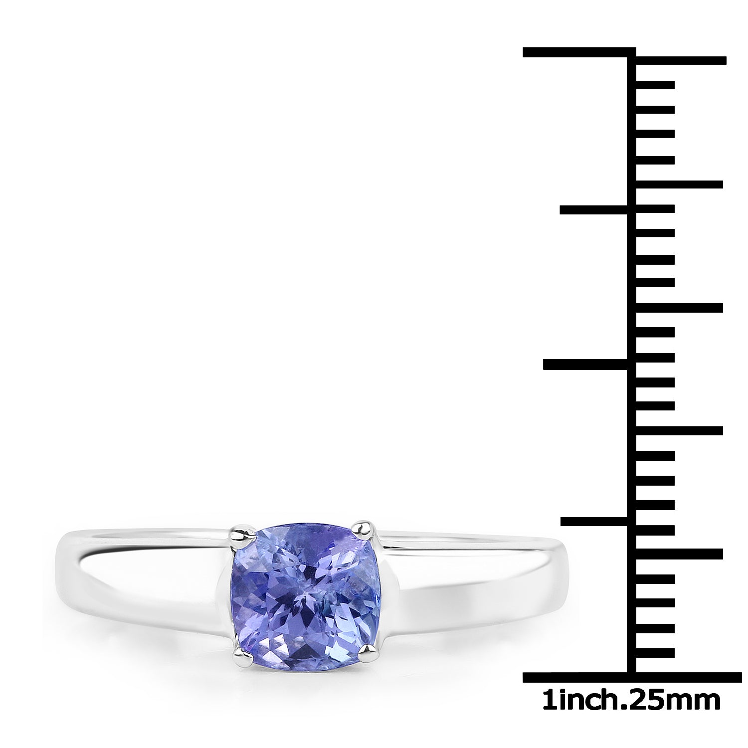 1.05 Carat Genuine Tanzanite .925 Sterling Silver Ring