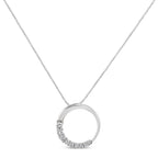 14K White Gold 1/4 Cttw Round-Cut Graduating Diamond Open Circle Hoop 18" Pendant Necklace (J-K Color, I1-I2 Clarity)