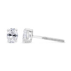 14K White Gold 1.00 Cttw Lab Grown Oval Solitaire Diamond Stud Earrings (F-G Color, VS2-SI1 Clarity)
