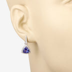 3.86 Carat Genuine Tanzanite and White Diamond 14K White Gold Earrings