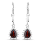1.88 Carat Genuine Garnet and White Topaz .925 Sterling Silver Jewelry Set