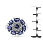 2.58 Carat Genuine Tanzanite & White Topaz .925 Sterling Silver Ring