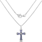 1.84 Carat Genuine Tanzanite and White Zircon .925 Sterling Silver Pendant