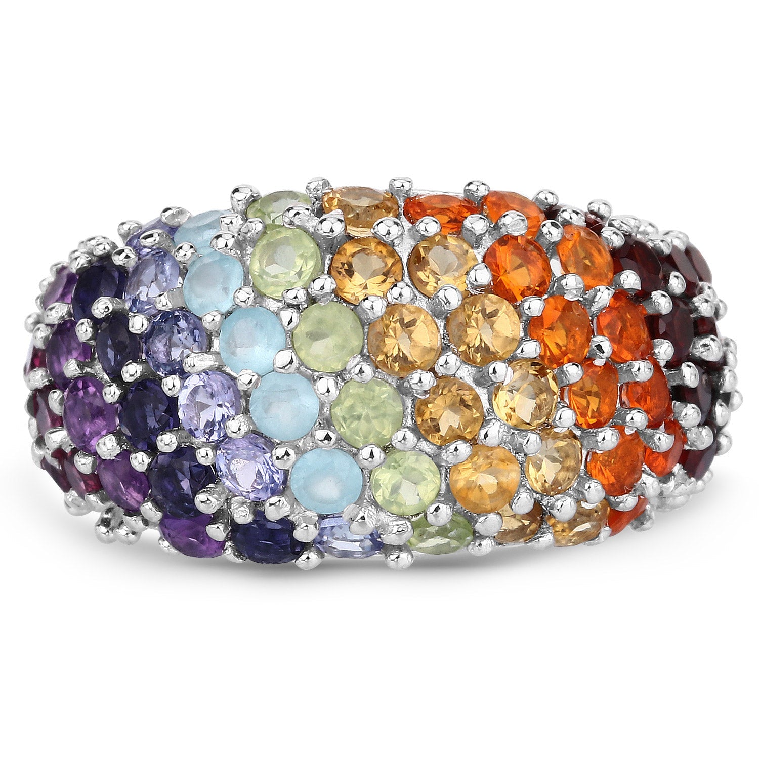 4.16 Carat Genuine Multi-Stone .925 Sterling Silver Ring