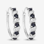 1.28 Carat Genuine Blue Sapphire and White Topaz .925 Sterling Silver Earrings