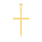 14k Yellow Gold Polished Flat Cross Pendant