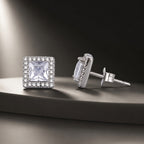 925 Sterling Silver Earrings with Pavé Setting CZ and Platinum Plating.