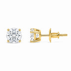 IGI Certified 14K Yellow Gold 1.00 Cttw Round Lab Grown Diamond Solitaire Stud Earrings