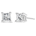 AGS Certified 2/5 Carat Total Weight Princess Cut Diamond 14K White Gold 4-Prong Solitaire Square Stud Earrings (L-M Color, I1-I2 Clarity)
