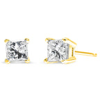 IGI Certified 14K Yellow Gold 1/4 Carat Total Weight Princess-Cut Diamond Solitaire Stud Earrings