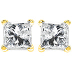IGI Certified 14K Yellow Gold 1/4 Carat Total Weight Princess-Cut Diamond Solitaire Stud Earrings
