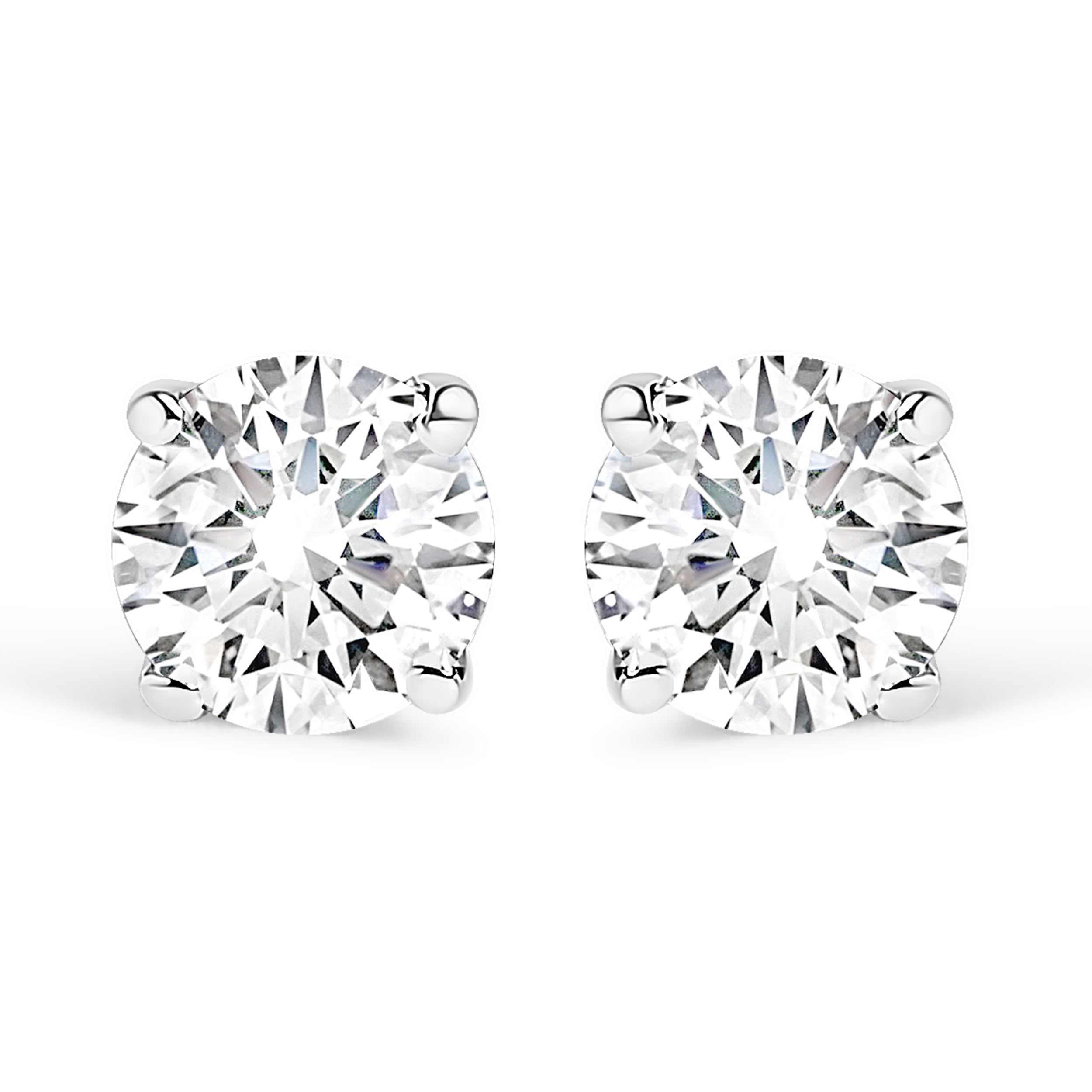 14K White Gold 1.00 Cttw Round Brilliant-Cut Near Colorless Diamond Classic 4-Prong Stud Earrings (H-I Color, I1-I2 Clarity)