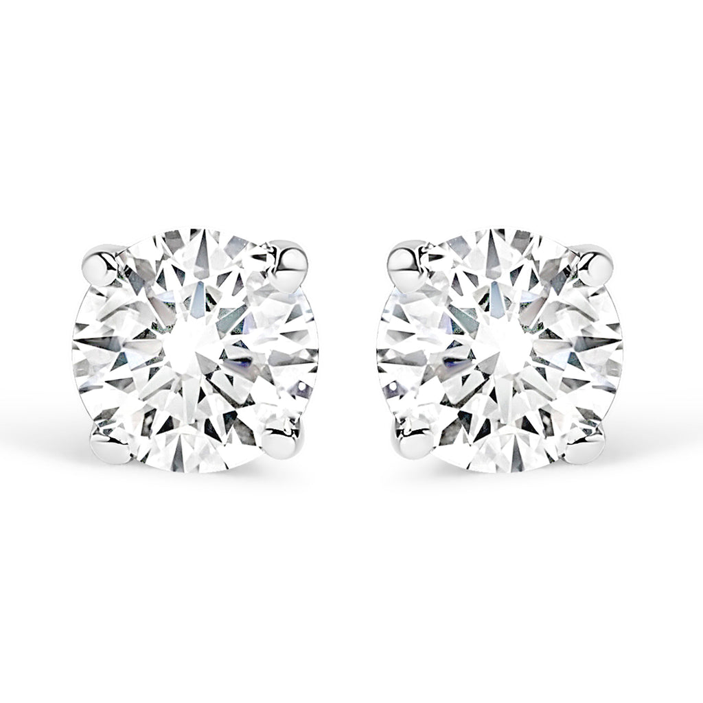 14K White Gold Round Cut Diamond Solitaire Stud Earrings (1/2 cttw, H-I Color, SI1-SI2 Clarity)