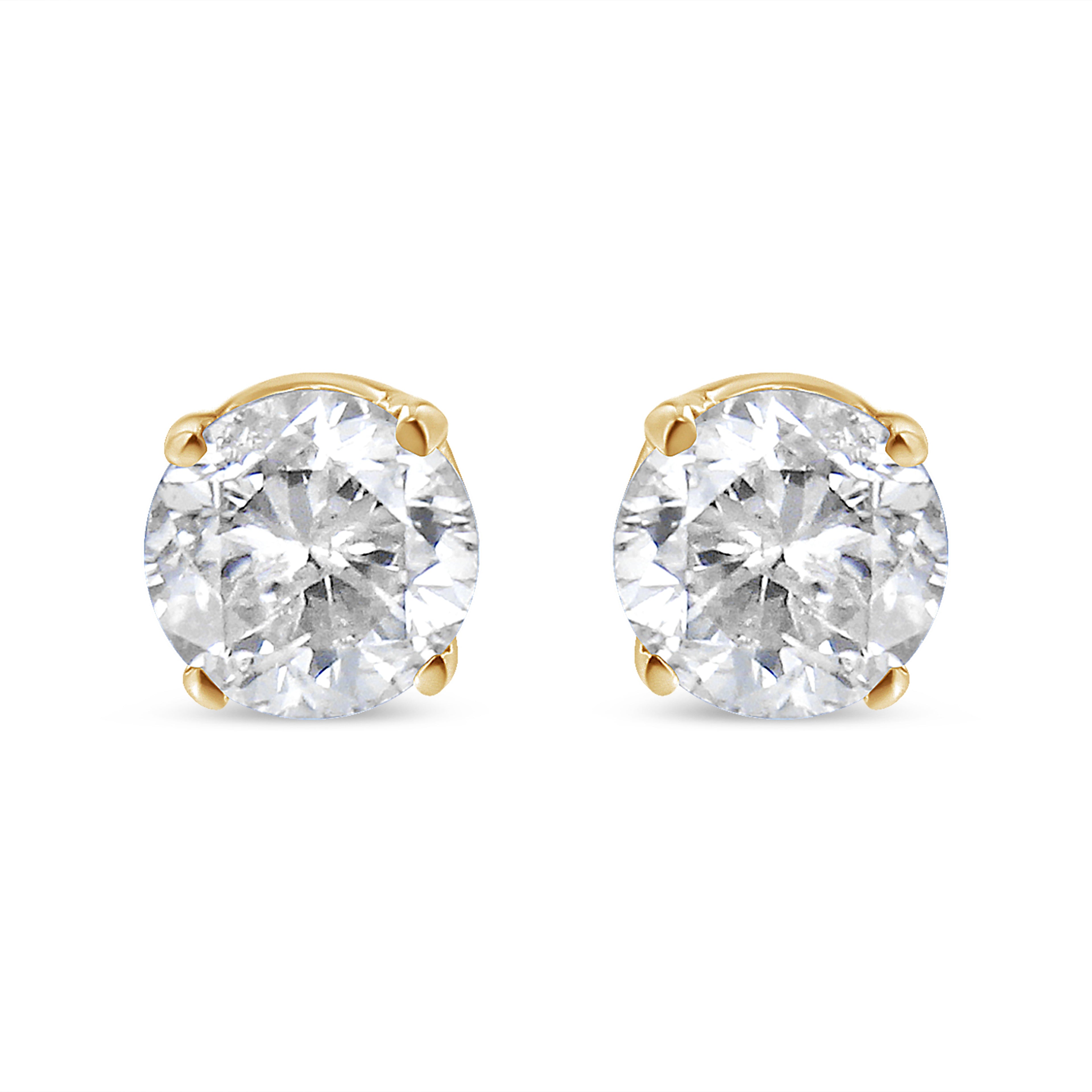 14K Yellow Gold 1/2 Cttw Round-Cut Diamond Solitaire Stud Earrings (O-P Color, SI2-I1 Clarity)