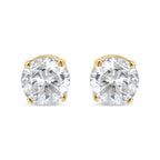 AGS Certified 14K Yellow Gold 1/2 Cttw 4 Prong Set Brilliant Round-Cut Solitaire Diamond Push Back Stud Earrings (O-P, Color, SI2-I1 Clarity)