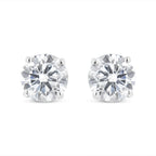 14K White Gold 1-1/2 Cttw Round Brilliant-Cut Diamond Classic 4-Prong Stud Earrings with Screw Backs (H-I Color, I1-I2 Clarity)