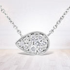 14K White Gold 1/4 Carat Total Weight Round Diamond Composite Teardrop Shape 18" Pendant Necklace - (G-H Color, SI2-I1 Clarity)