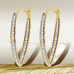 10K Yellow Gold 1/2 Cttw Round-Cut Diamond Modern Hoop Earrings (I-J Color, I2-I3 Clarity)