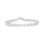 .925 Sterling Silver 1/2 Carat Total Weight Round Diamond Halo S-Link Bracelet (I-J Color, I2-I3 Clarity) - 7.25"