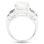 4.52 Carat Genuine Opal and Chrome Diopside .925 Sterling Silver Ring