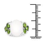 4.52 Carat Genuine Opal and Chrome Diopside .925 Sterling Silver Ring