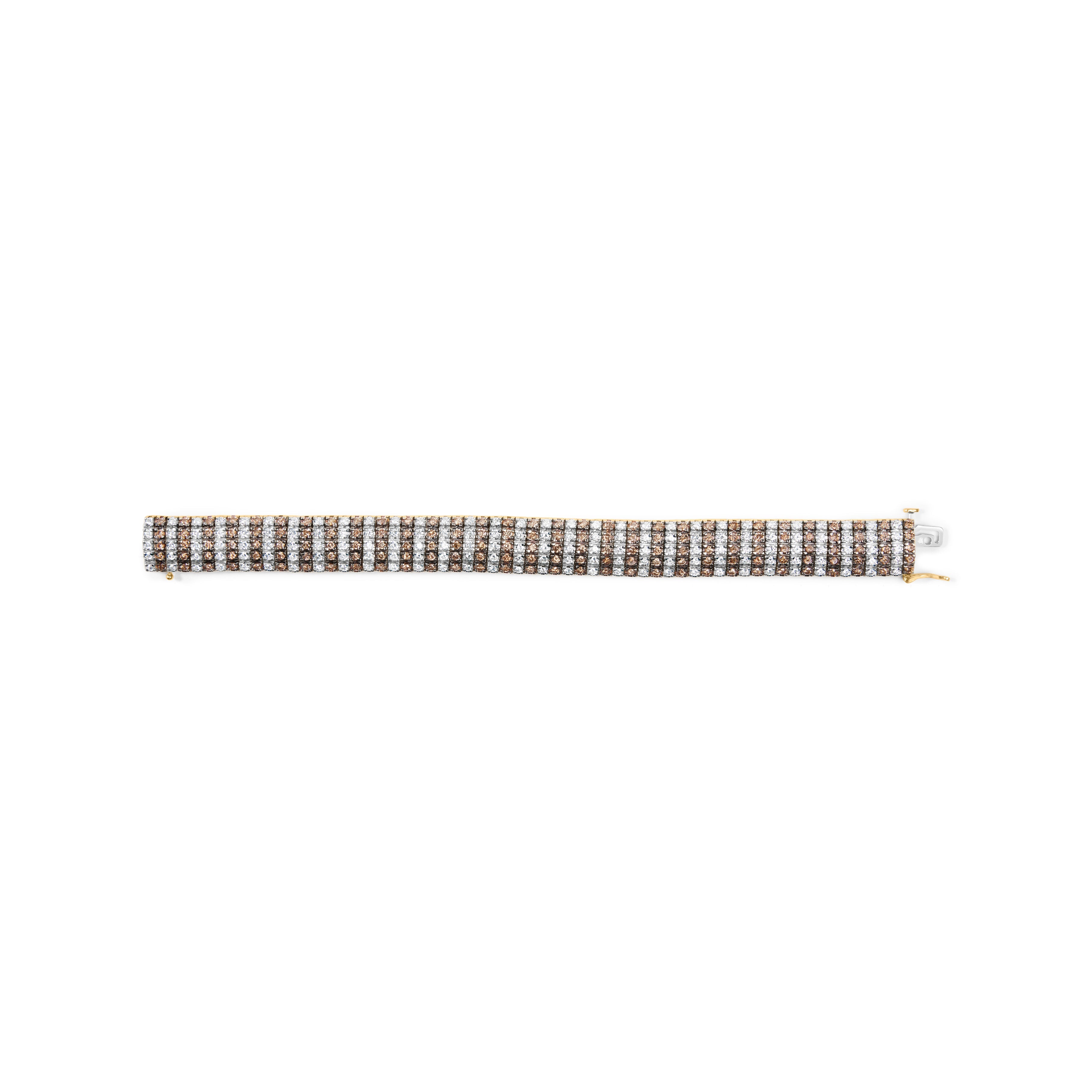 10K Yellow Gold 10-1/3 Cttw Alternating Coco Color and White Diamond 5 Row Tennis Bracelet (Brown/H-I Color, SI1-SI2 Clarity) - Size 7.25
