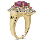 Anillo de plata de ley .925 con baño de oro amarillo de 14 quilates, con zafiro rosa, rubí y diamante blanco de 5.56 quilates