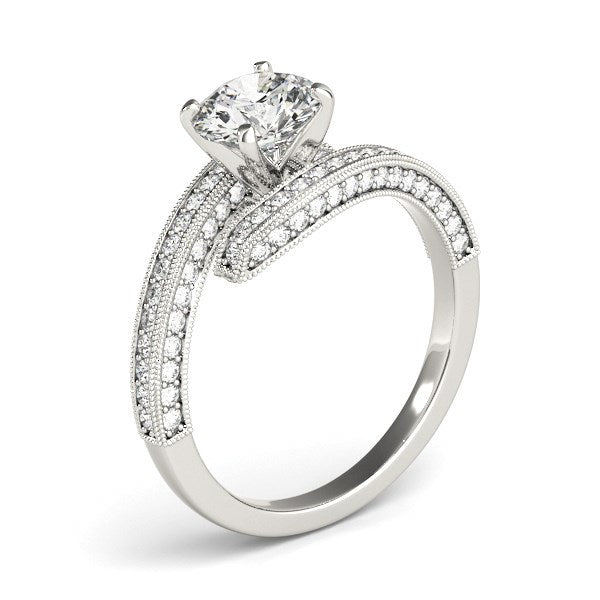 14k White Gold Round Diamond Bypass Style Engagement Ring (1 1/2 ctw)