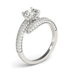 14k White Gold Round Diamond Bypass Style Engagement Ring (1 1/2 ctw)