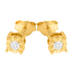 10K Yellow Gold Plated .925 Sterling Silver 1/10 Cttw Round Brilliant-Cut Diamond Miracle-Set Stud Earrings (J-K Color, I3 Clarity)